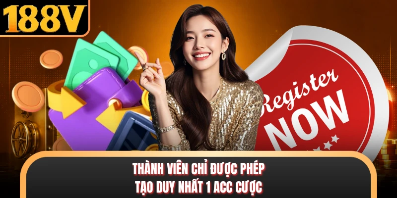 Thành viên chỉ được phép tạo duy nhất 1 acc cược